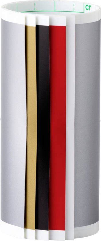 Cricut Joy Smart Vinyl Permanent 14x30cm 5-sheet Sampler (Elegance); 5 sheets 5.5” x 12” (13.9 cm x 30.4 cm) in Silver, Gold, Black, Tomato, Red, White; Auto-loads for continuous cuts without a cutting mat; Permanent adhesive lasts up to 3 years; For Cricut Joy™